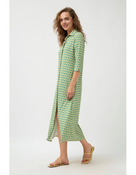 Vestido Reiko Verde - Camisero Largo y Elegante