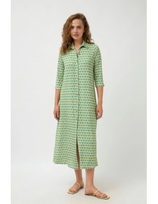 Vestido Reiko Verde - Camisero Largo y Elegante 2
