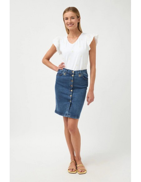 Falda Lezama Azul – Minifalda vaquera con cintura alta y bolsillos