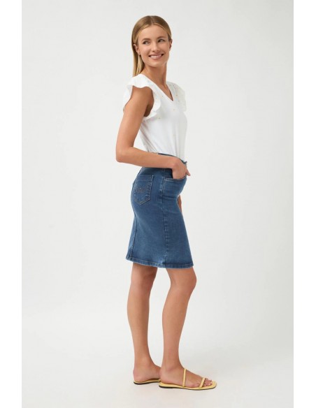 Falda Lezama Azul – Minifalda vaquera con cintura alta y bolsillos