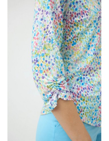 Camisa Lana Multicolor – Estampada y fluida con tejido de punto - detalle de manga y puño