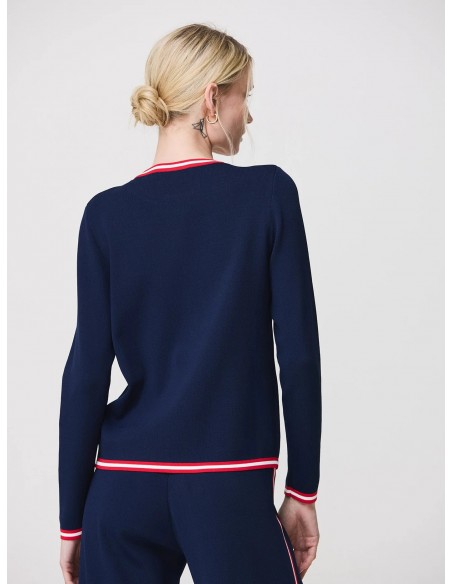 Chaqueta de punto milano con ribetes en contraste