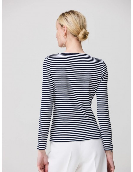 Camiseta de rayas marineras de algodón con manga larga Camiseta de rayas marineras de algodón con manga larga