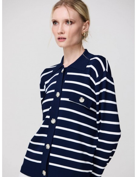 Chaqueta de punto a rayas marineras con botones