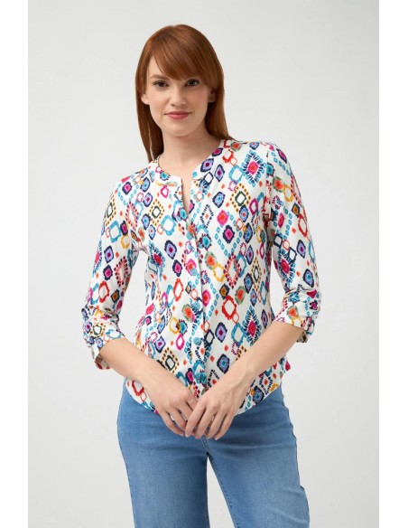 Camisa Pastora de Tinta & Bariloche - Estampado Colorido y Mangas Remangables