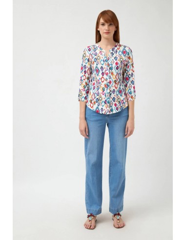Camisa Pastora de Tinta & Bariloche - Estampado Colorido y Mangas Remangables