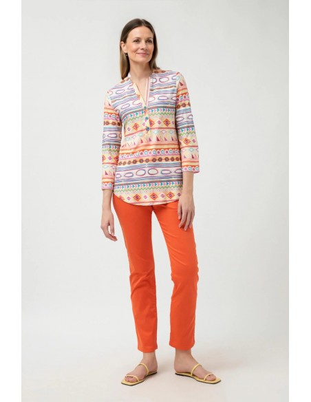 Camisa Gabi Naranja – Blusa estampada fluida