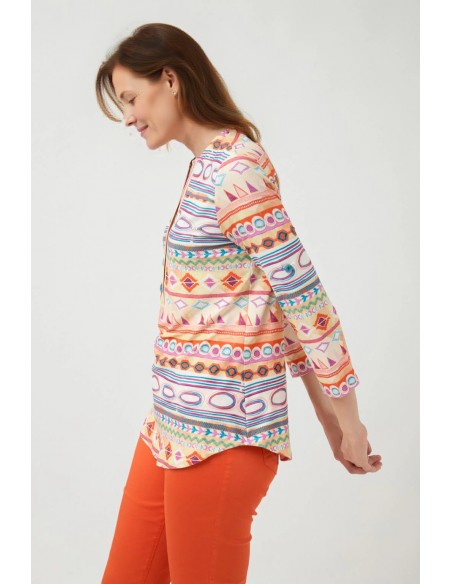 Camisa Gabi Naranja – Blusa estampada fluida