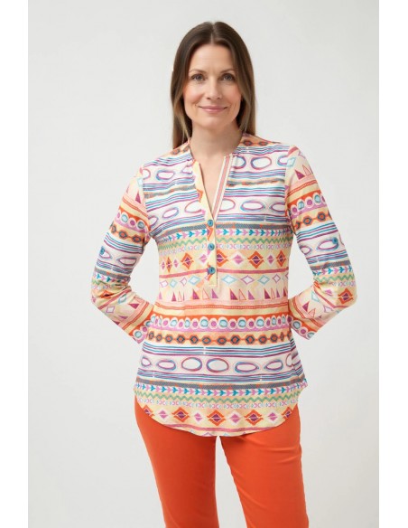 Camisa Gabi Naranja – Blusa estampada fluida