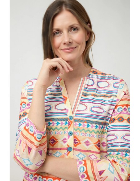 Camisa Gabi Naranja – Blusa estampada fluida