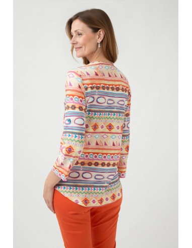 Camisa Gabi Naranja – Blusa estampada fluida
