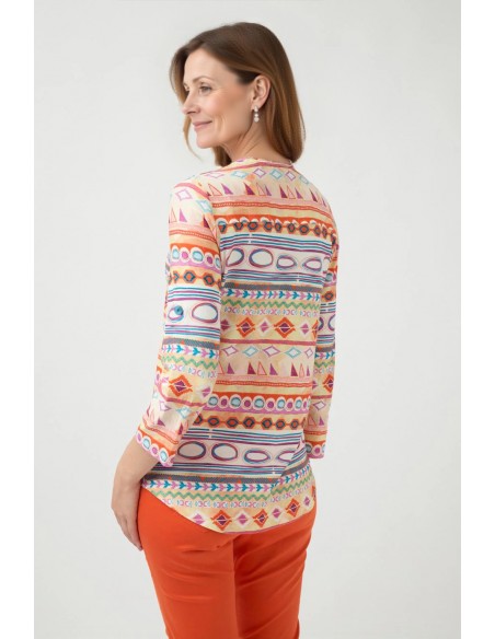Camisa Gabi Naranja – Blusa estampada fluida