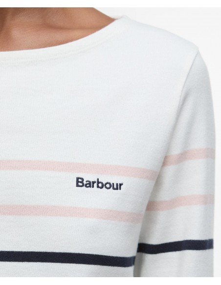 Barbour® Hawkins Striped Top - detalle del logo bordado en el pecho Barbour® Hawkins Striped Top - detalle del logo bordado en el pecho