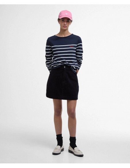 Barbour Bradley Top - look con minifalda azul combinando con el top