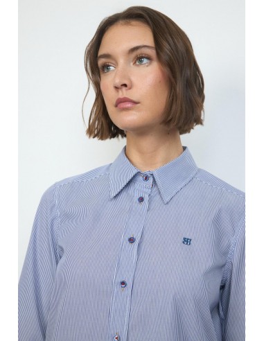 Camisa Caesada Azul Medio de Tinta y Bariloche – 100% algodón, estilo clásico renovado