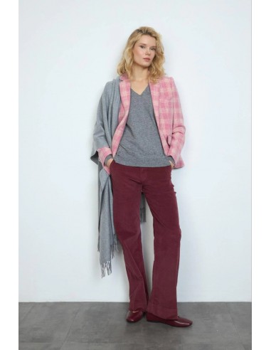 Americana de cuadros Legio – Entallada en lana rosa de Tinta y Bariloche