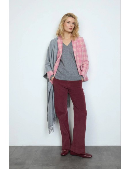 Americana de cuadros Legio – Entallada en lana rosa de Tinta y Bariloche