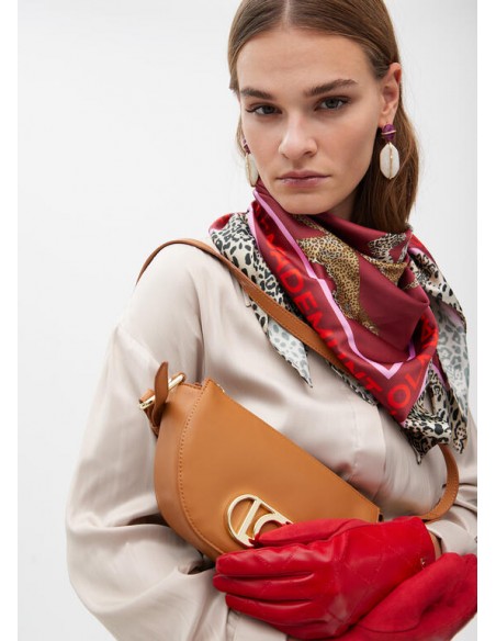 Pañuelo burdeos estampado LC y leopardos – Lola Casademunt