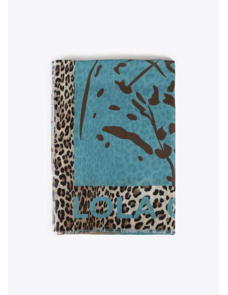 Fular estampado cara de tigre doble invertida de Lola Casademunt - fular doblado en plano.