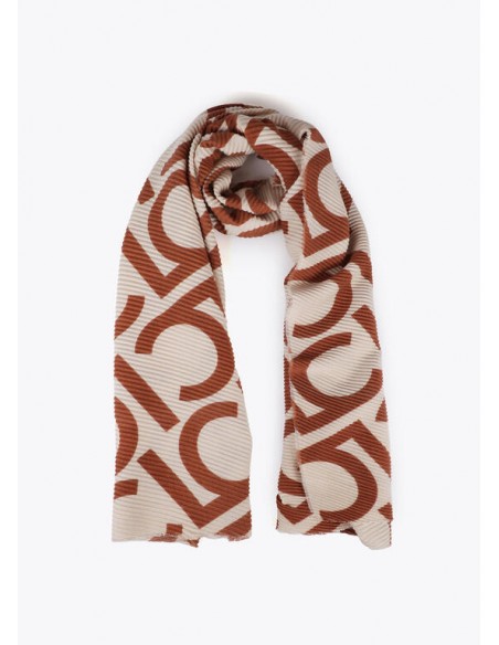 Fular plisado bicolor crudo y marrón LC de Lola Casademunt