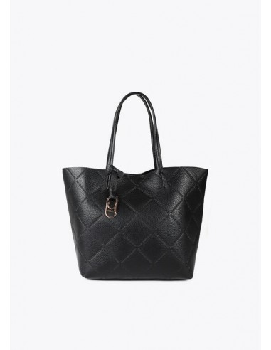 Bolso shopper negro efecto piel con logo LC de Lola Casademunt