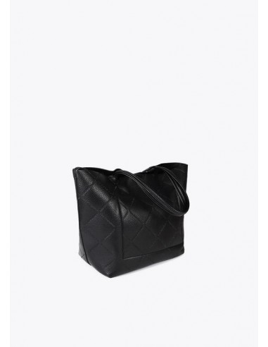 Bolso shopper negro efecto piel con logo LC de Lola Casademunt