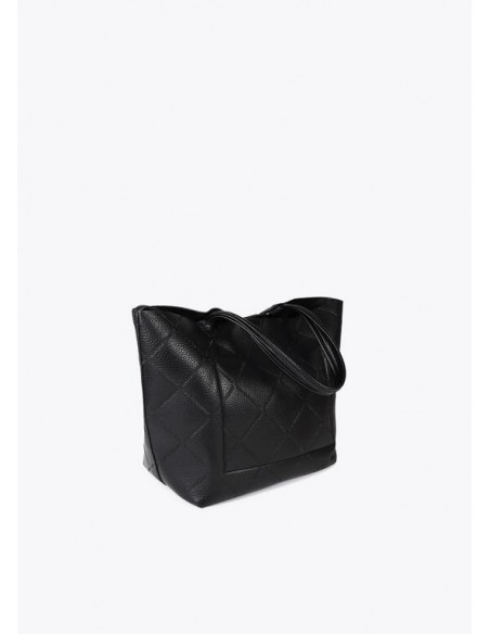 Bolso shopper negro efecto piel con logo LC de Lola Casademunt Bolso shopper negro efecto piel con logo LC de Lola Casademunt