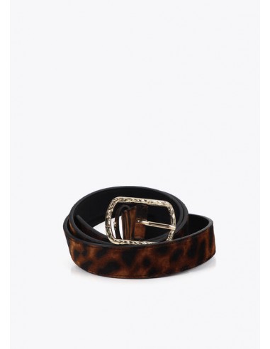 Cinturón estrecho animal print con hebilla dorada - Lola Casademunt