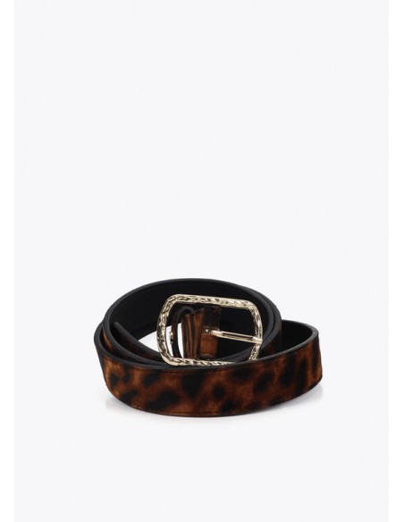 Cinturón estrecho animal print con hebilla dorada - Lola Casademunt Cinturón estrecho animal print con hebilla dorada - Lola Casademunt