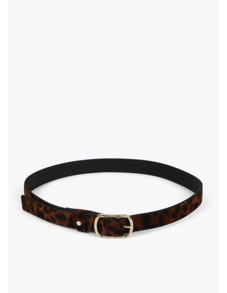 Cinturón estrecho animal print con hebilla dorada - Lola Casademunt Cinturón estrecho animal print con hebilla dorada - Lola Casademunt