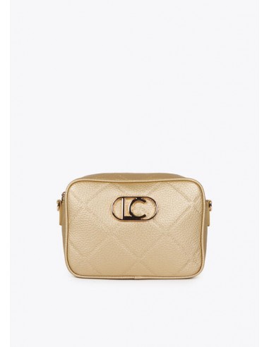 Bandolera dorada efecto piel con logo ovalado de Lola Casademunt