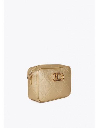 Bandolera dorada efecto piel con logo ovalado de Lola Casademunt