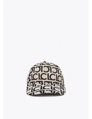 Visera con logo Lola Casademunt en negro y rojo 2