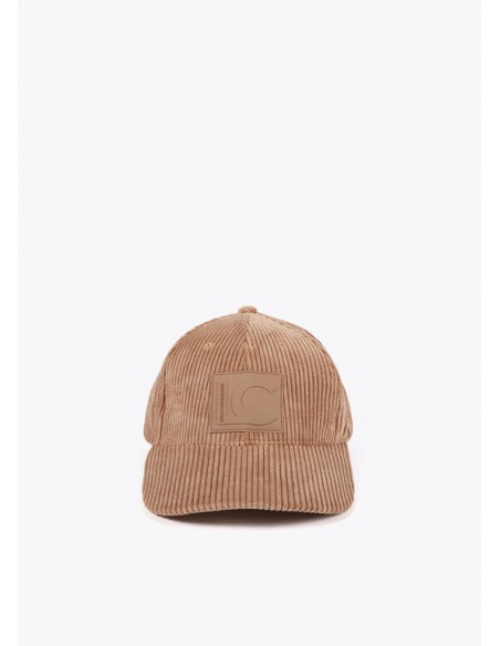 Visera de pana beige con logo de Lola Casademunt