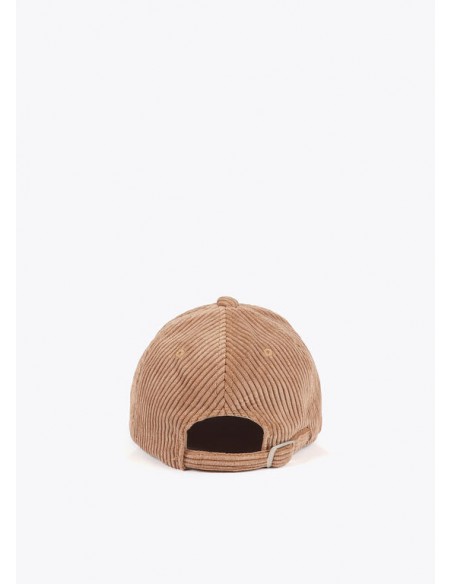 Visera de pana beige con logo de Lola Casademunt