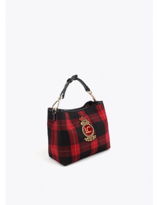 Bolso tartán escudo rojo y negro – Lola Casademunt