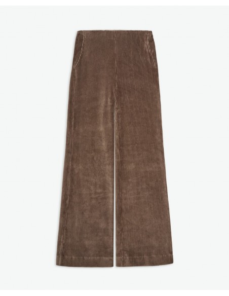 Pantalón marrón ancho de pana en mezcla de algodón - YERSE