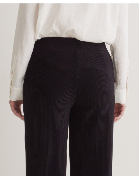 Pantalón negro ancho de pana en mezcla de algodón - YERSE
