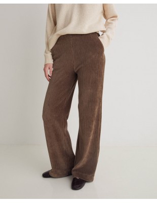 Pantalón marrón ancho de pana en mezcla de algodón - YERSE