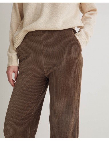 Pantalón marrón ancho de pana en mezcla de algodón - YERSE