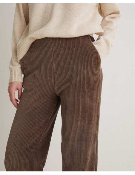 Pantalón marrón ancho de pana en mezcla de algodón - YERSE