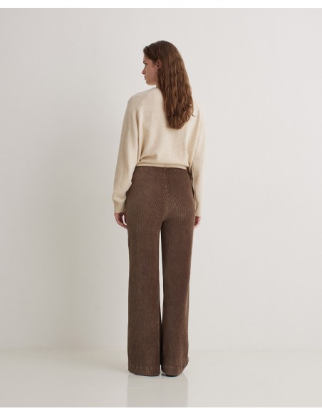 Pantalón marrón ancho de pana en mezcla de algodón - YERSE