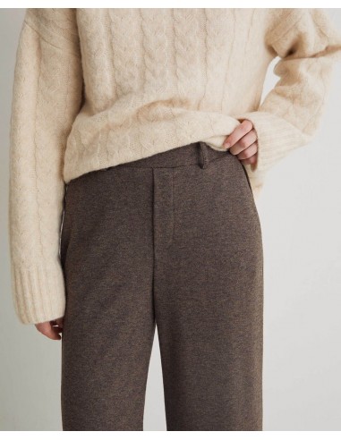 Pantalón marrón ancho de punto con cintura elástica – YERSE