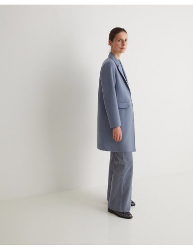 Abrigo midi azul mezcla de lana con fibras recicladas – YERSE