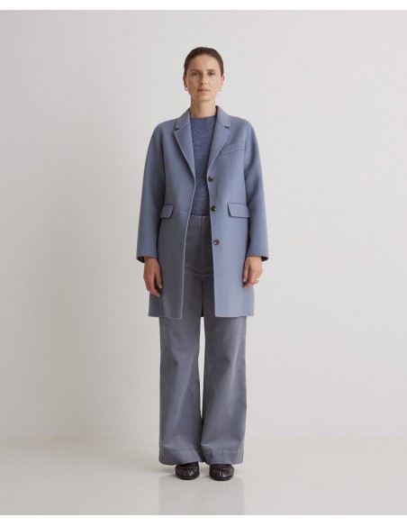 Abrigo midi azul mezcla de lana con fibras recicladas – YERSE