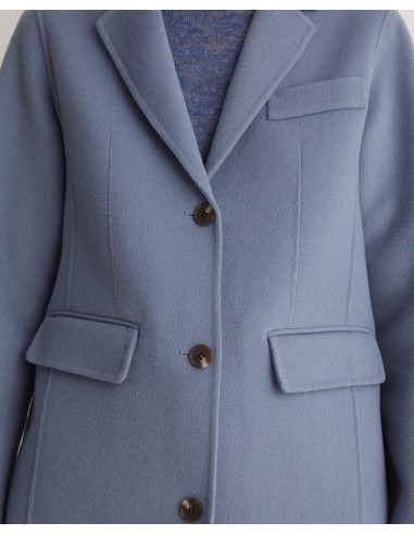 Abrigo midi azul mezcla de lana con fibras recicladas – YERSE