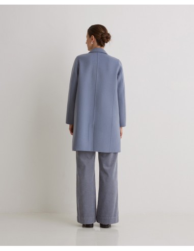 Abrigo midi azul mezcla de lana con fibras recicladas – YERSE