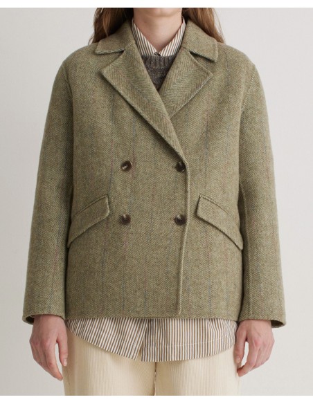 Abrigo corto cruzado mezcla lana con fibras recicladas – YERSE