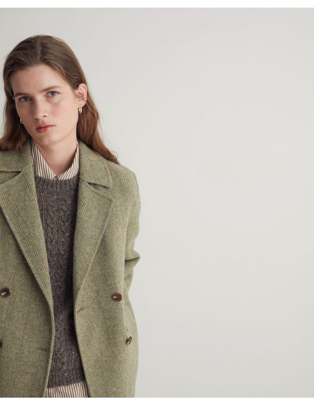 Abrigo corto cruzado mezcla lana con fibras recicladas – YERSE