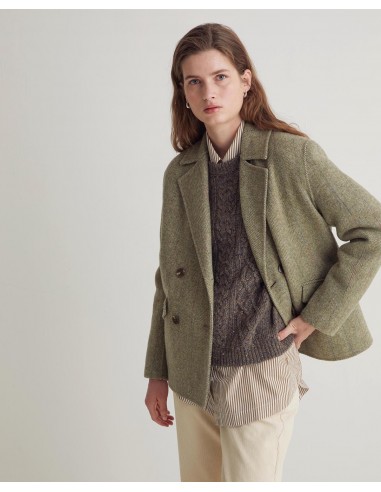 Abrigo corto cruzado mezcla lana con fibras recicladas – YERSE